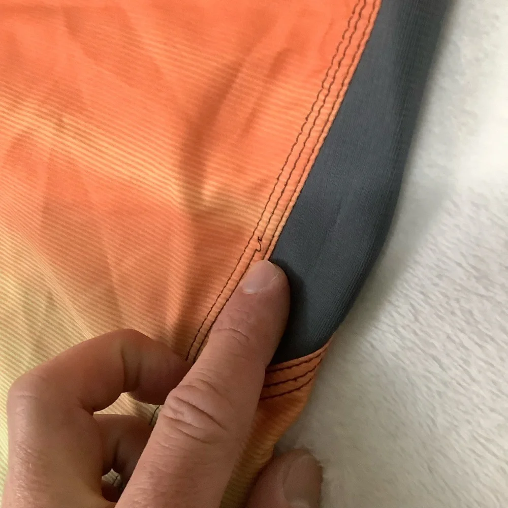 O’Neill Superfreak Striped Boardshorts Sz 28 Orange Teal Yellow
